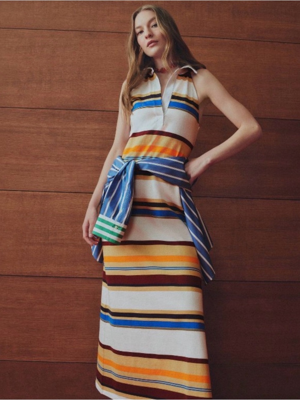 Rosie Assoulin Cream Maxi Dress with Multicolor Stripes XS